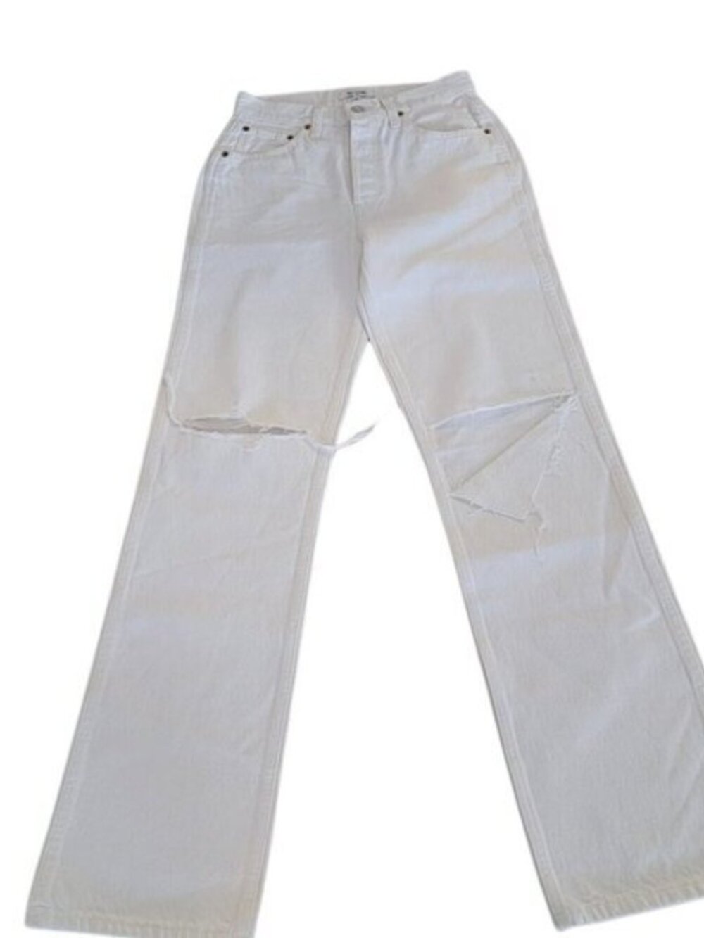 ReDone Levis White Jeans Hi Rise Loose Tall Levis Size 26 Distressed